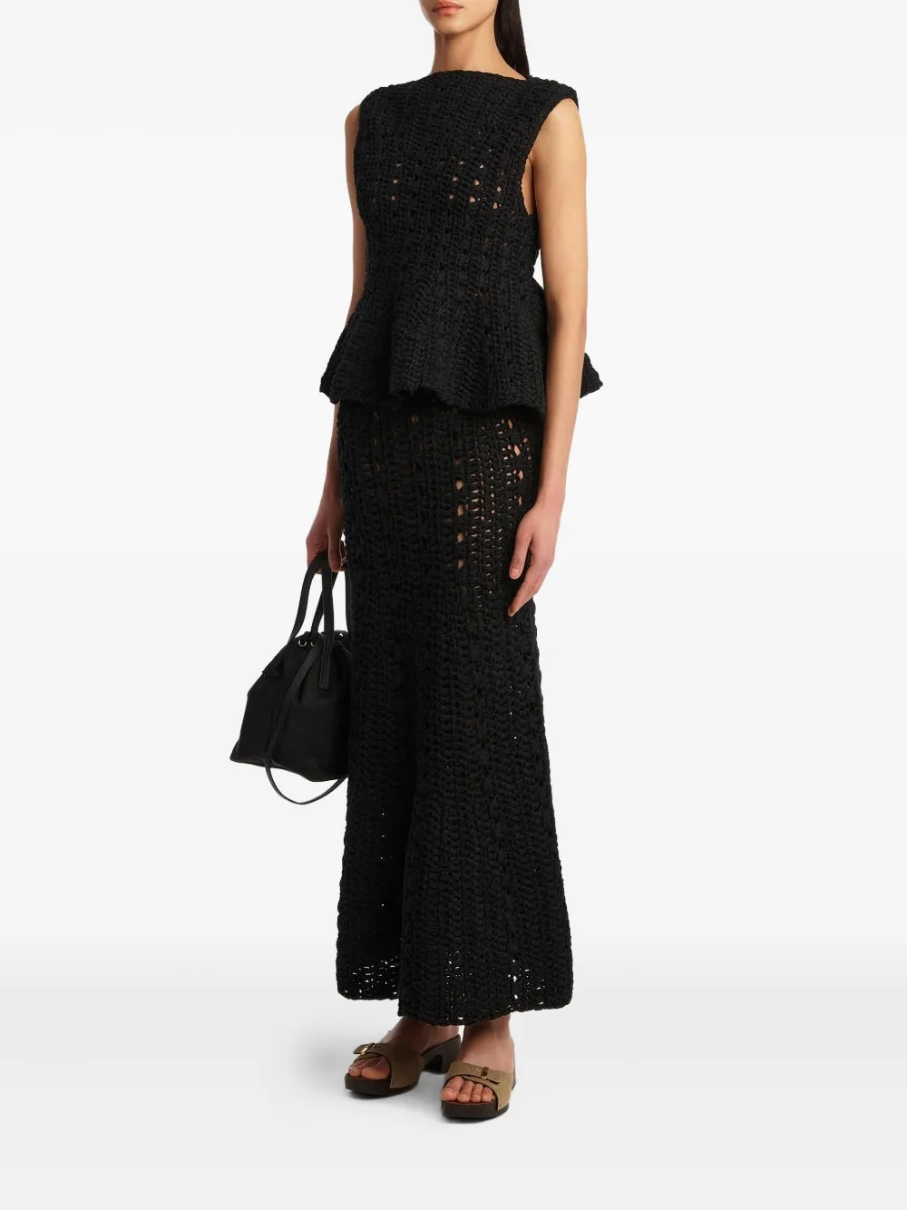 KHAITE Yuka gehaakte peplum-top - Zwart
