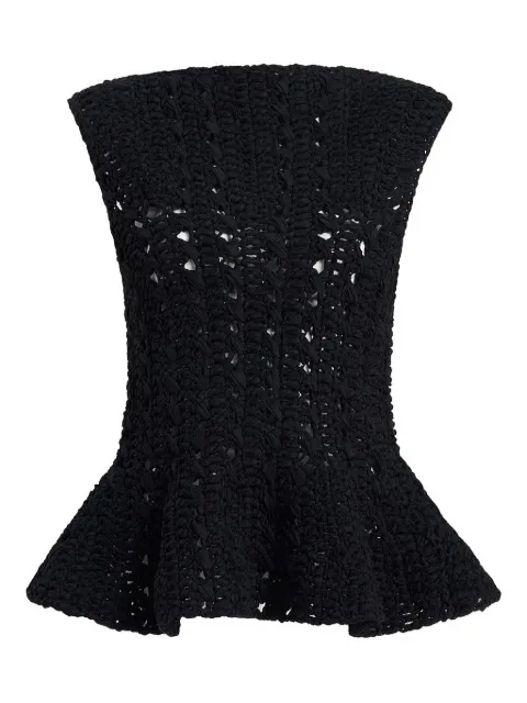 KHAITE Yuka crochet peplum top