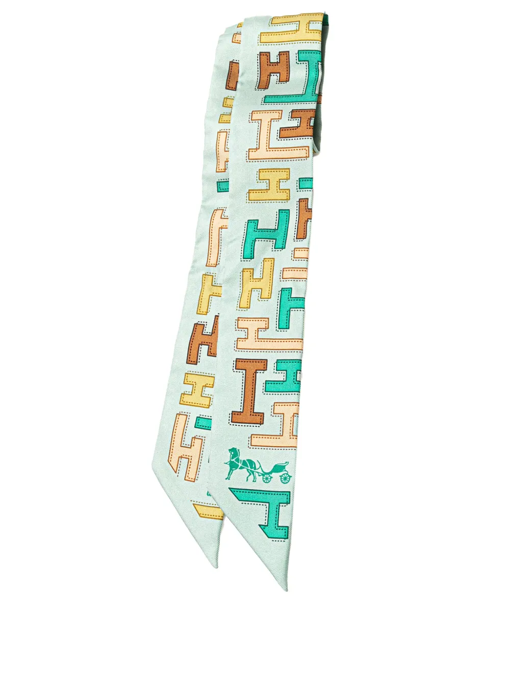 Hermès Pre-Owned 2000-2020 H Silk Twilly Scarf scarves | Green | Image 1
