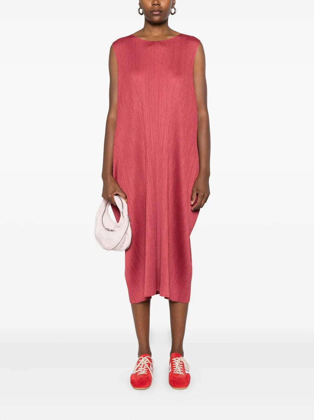 Pleats Please Issey Miyake Geplooide mouwloze jurk - Rood