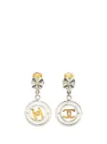 CHANEL Pre-Owned 1996 Silver Clover CC Drop Clip on Earrings costume earrings - Gold