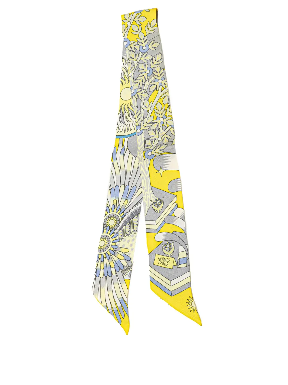 Hermès Pre-Owned 2000-2020 La Source de Pegase Silk Twilly Scarf scarves | Grey | Image 1
