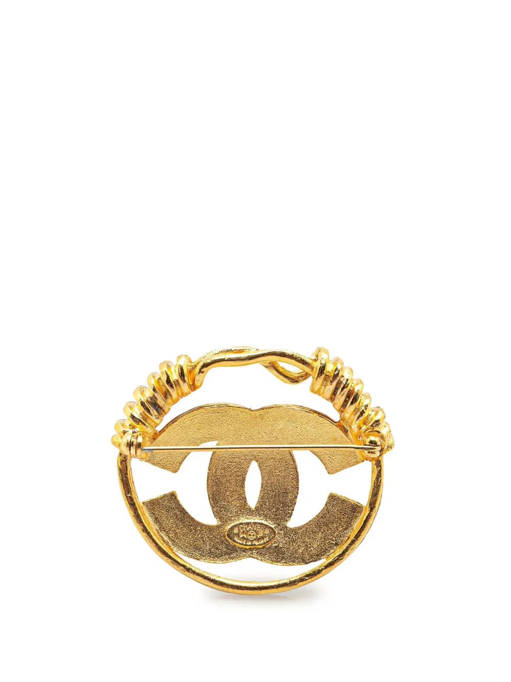 Pre-owned Chanel 1994 Gold Plated Cc Brooch Costume Brooch