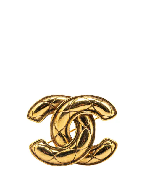 CHANEL Pre-Owned بروش CC مبطن مطلي بالذهب 1970-1980
