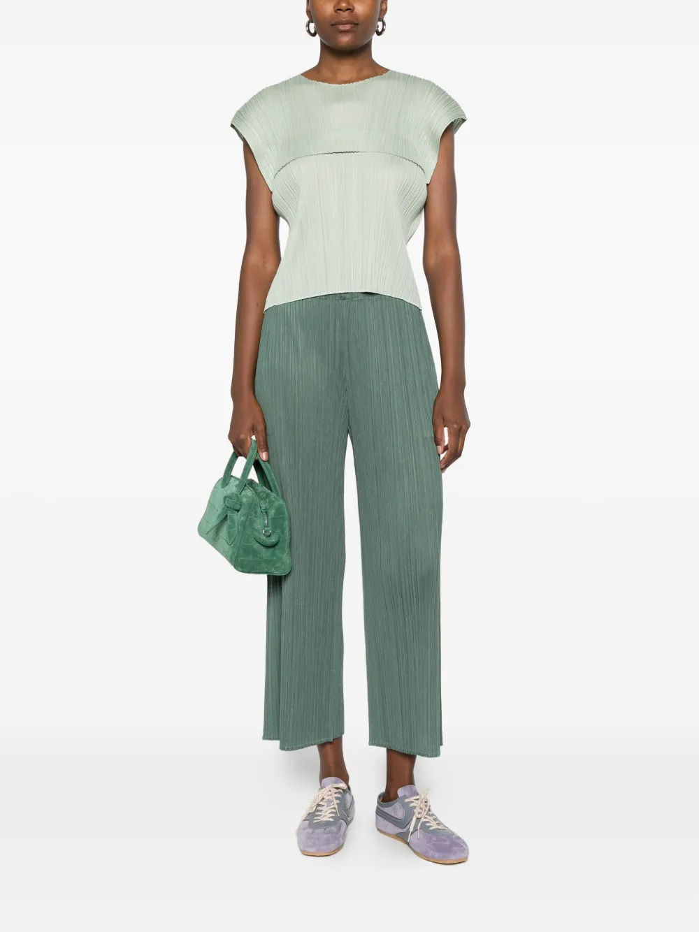 Pleats Please Issey Miyake Top met ronde hals - Groen