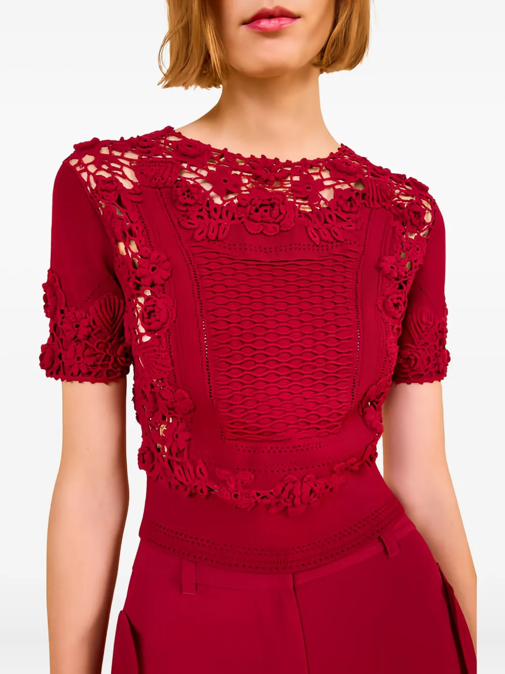 Ulla Johnson Stella top met gehaakt kant Rood