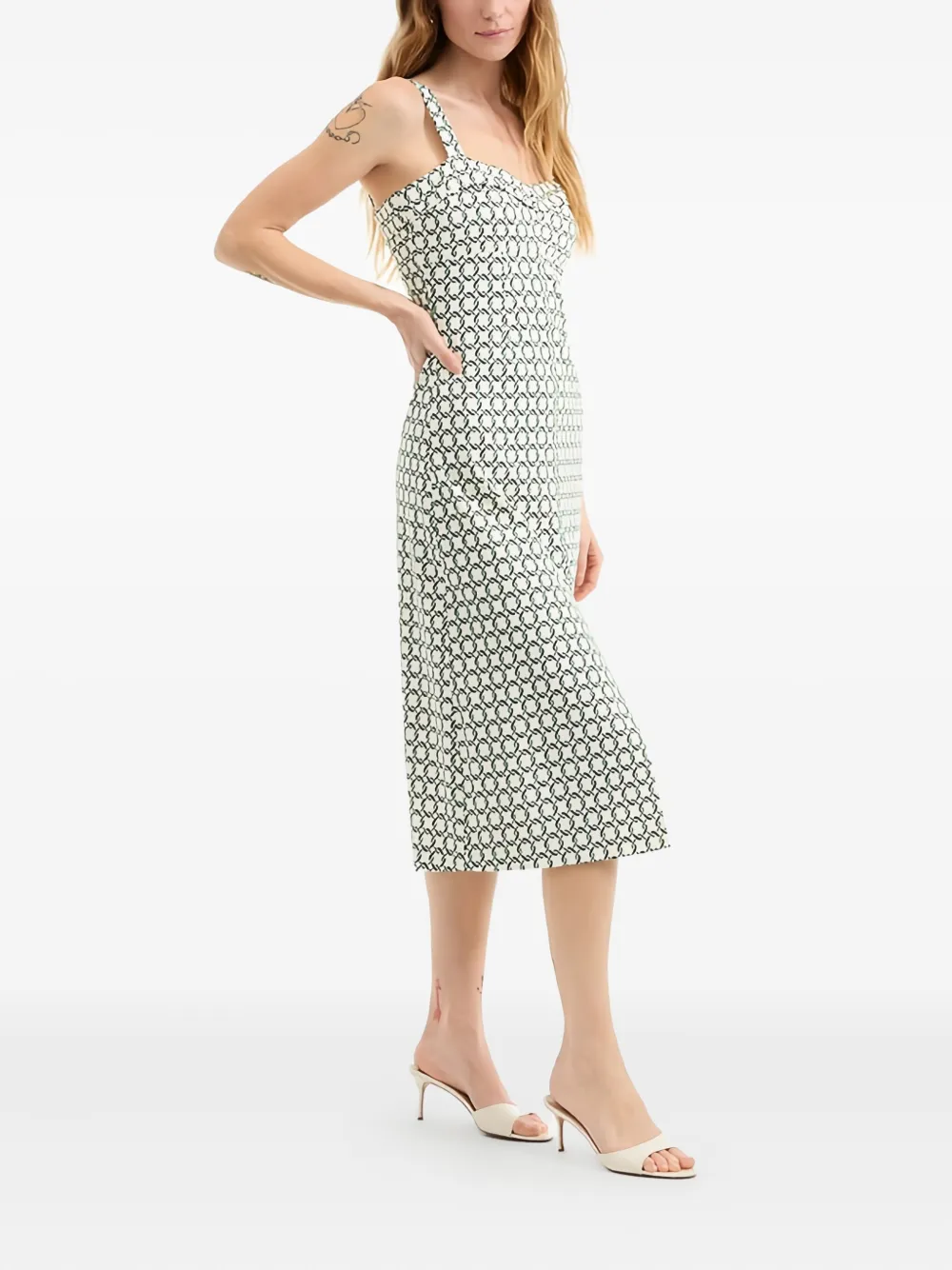 Veronica Beard Colleen Chain Print Cotton Blend Dress In Black
