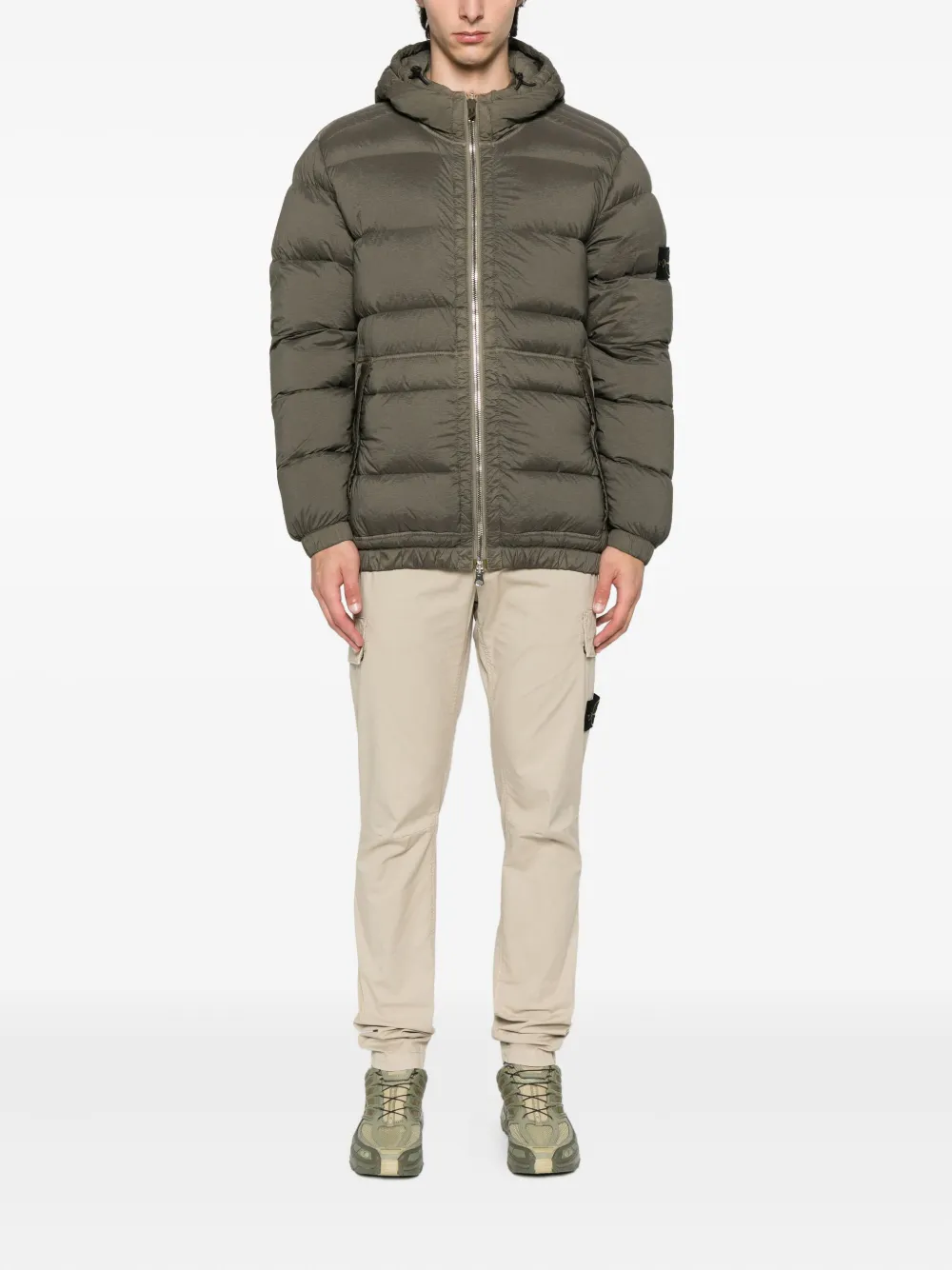 Stone Island hooded padded jacket Groen