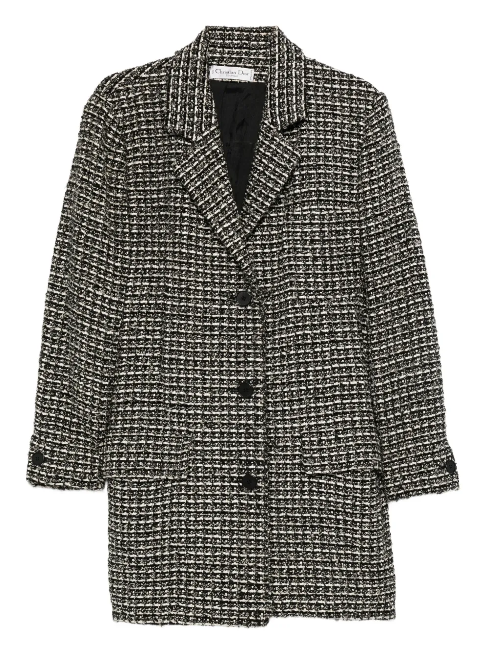Christian Dior Pre-Owned 1990s tweed coat - ブラック Christian Dior Pre-Owned 1990s tweed coat - ブラック