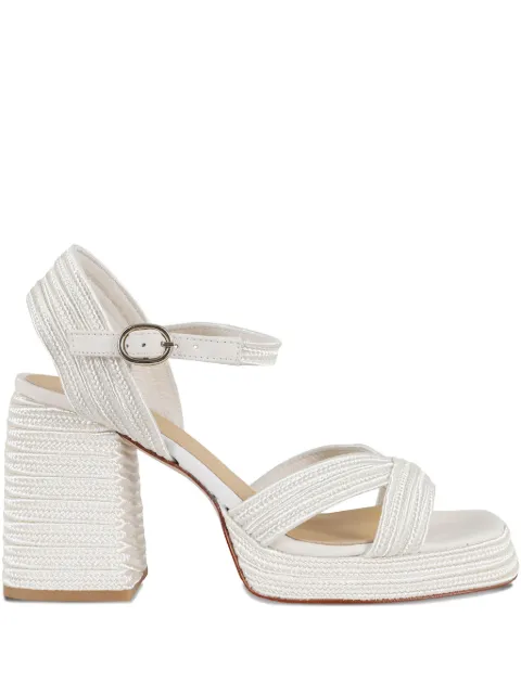 Castañer 100MM Valle/142 metallic-weave block-heel sandals