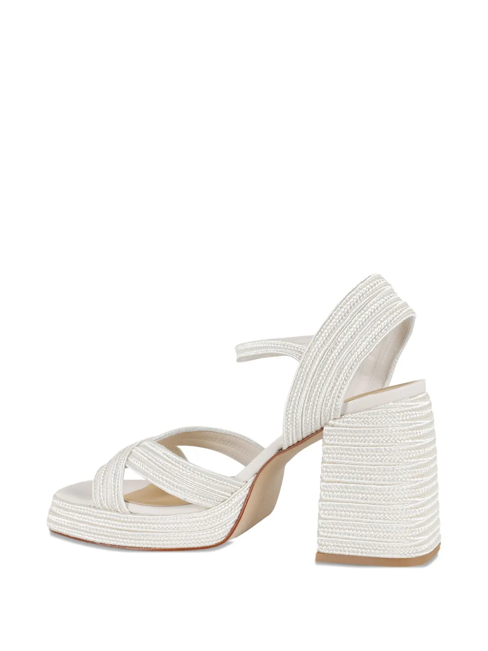 Castañer 100MM Valle 142 metallic-weave block-heel sandals White