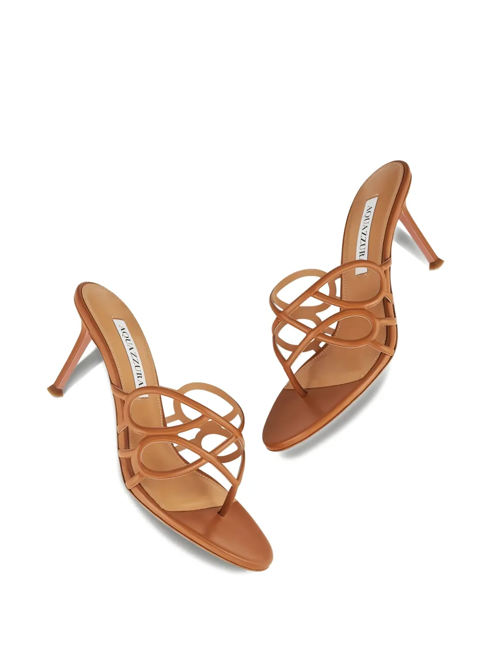 Aquazzura Infinito 75MM leather sandals Brown