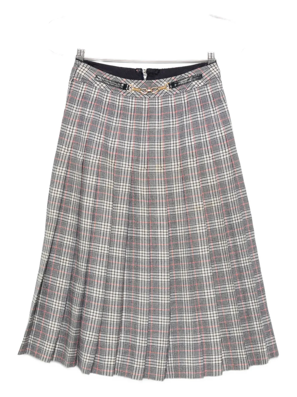 Céline Pre-Owned 1970s plaid pleated skirt - Blu