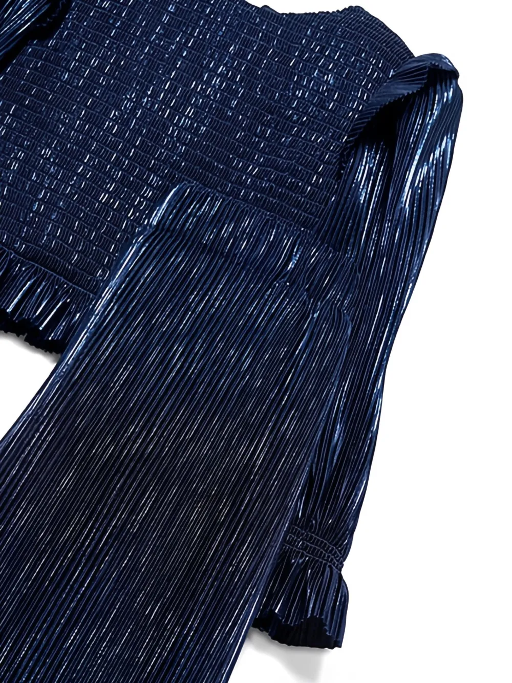 Abel & Lula Pleated Smocked-effect Jumpsuit In Blue