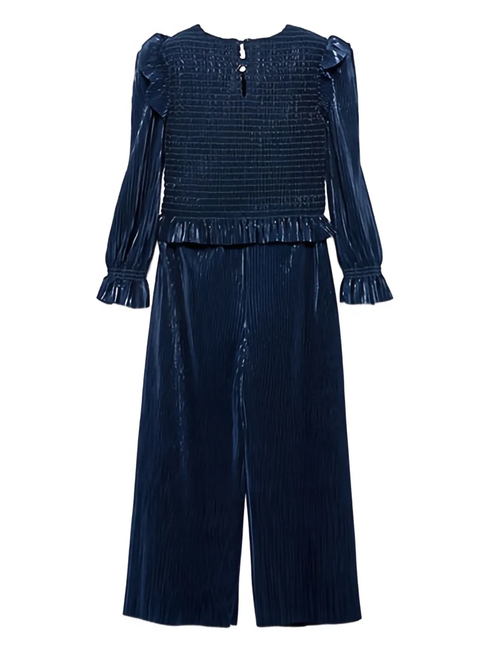 Abel & Lula Pleated Smocked-effect Jumpsuit In Blue