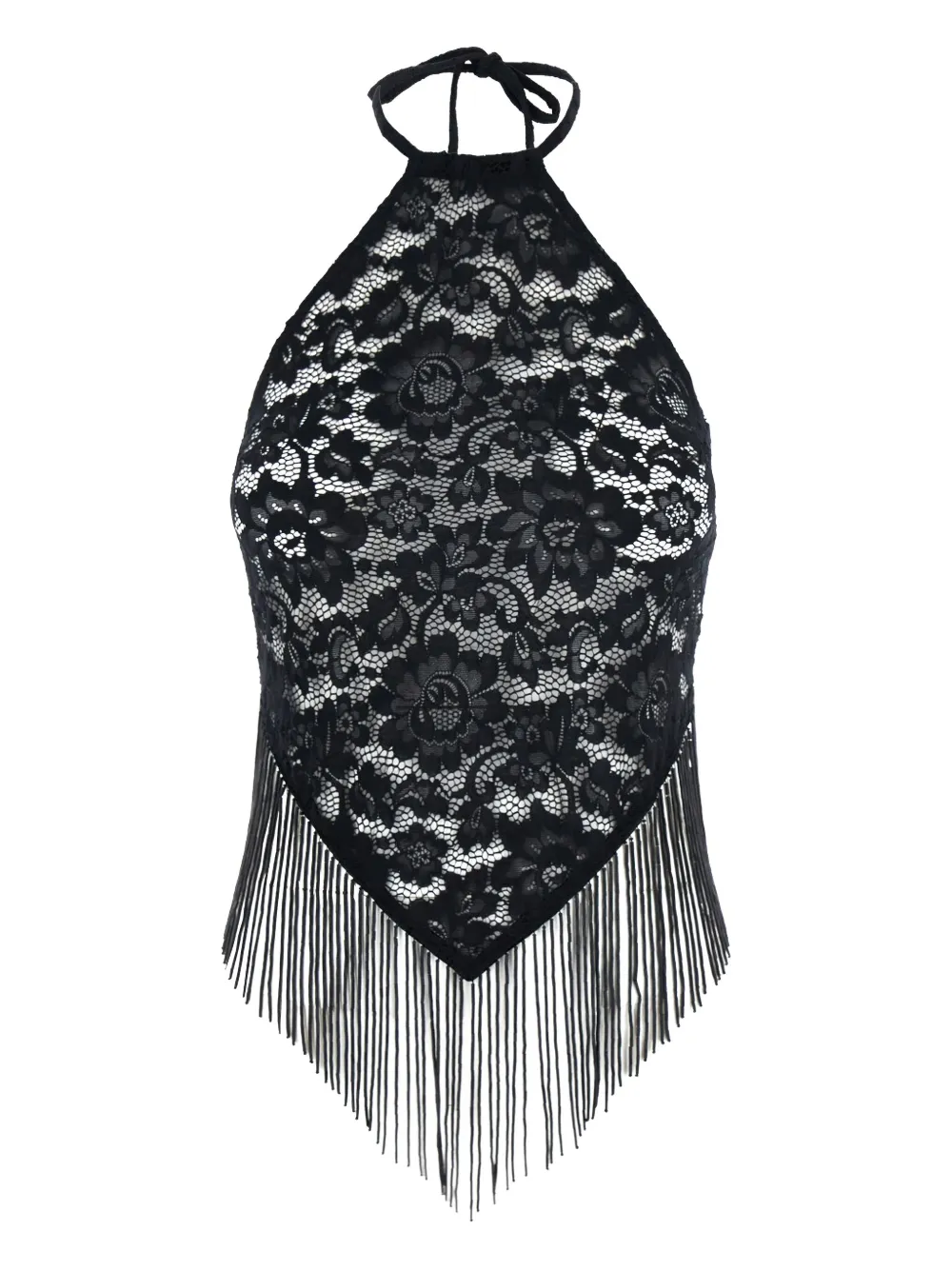VENUJA lace-panelled halter top | Black | Image 1
