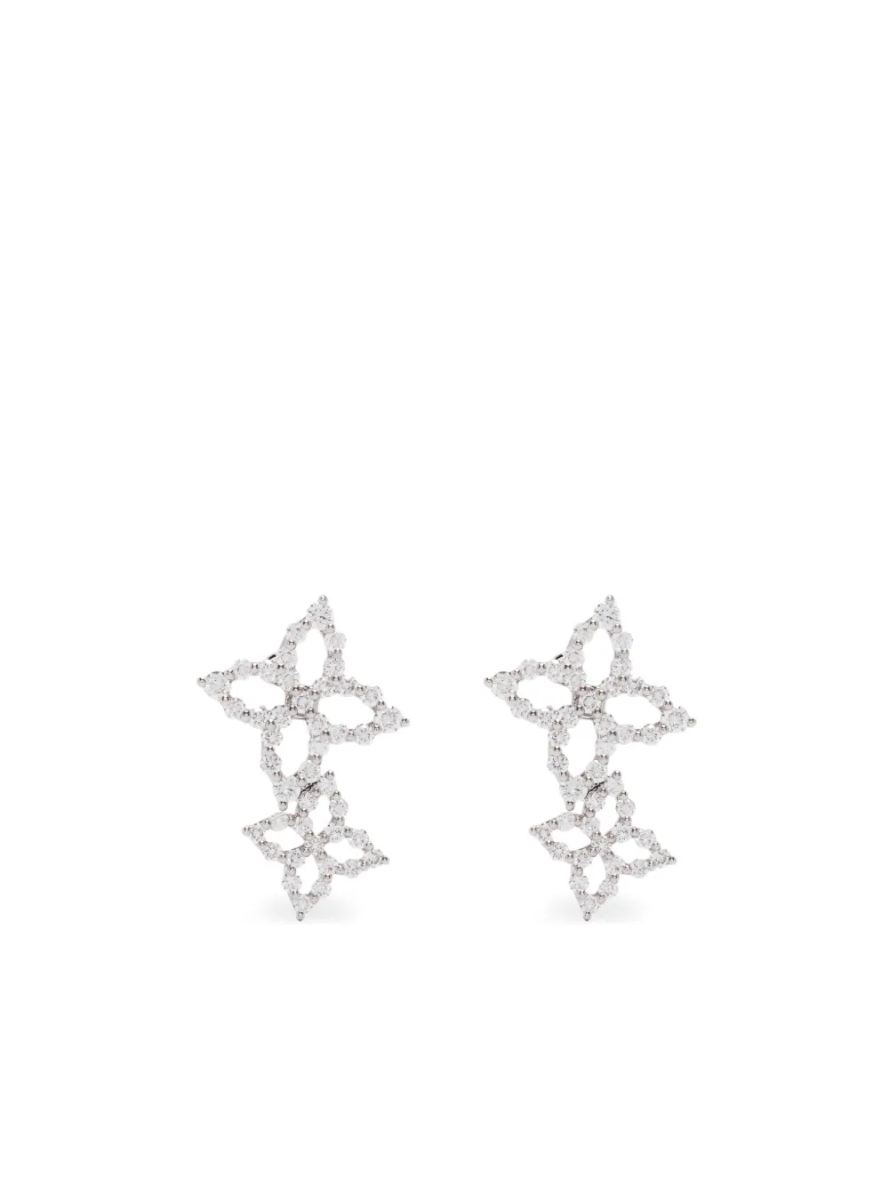 Roberto Coin Flower ドロップピアス 18Kホワイトゴールド - シルバートーン Roberto Coin Flower ドロップピアス 18Kホワイトゴールド - シルバートーン