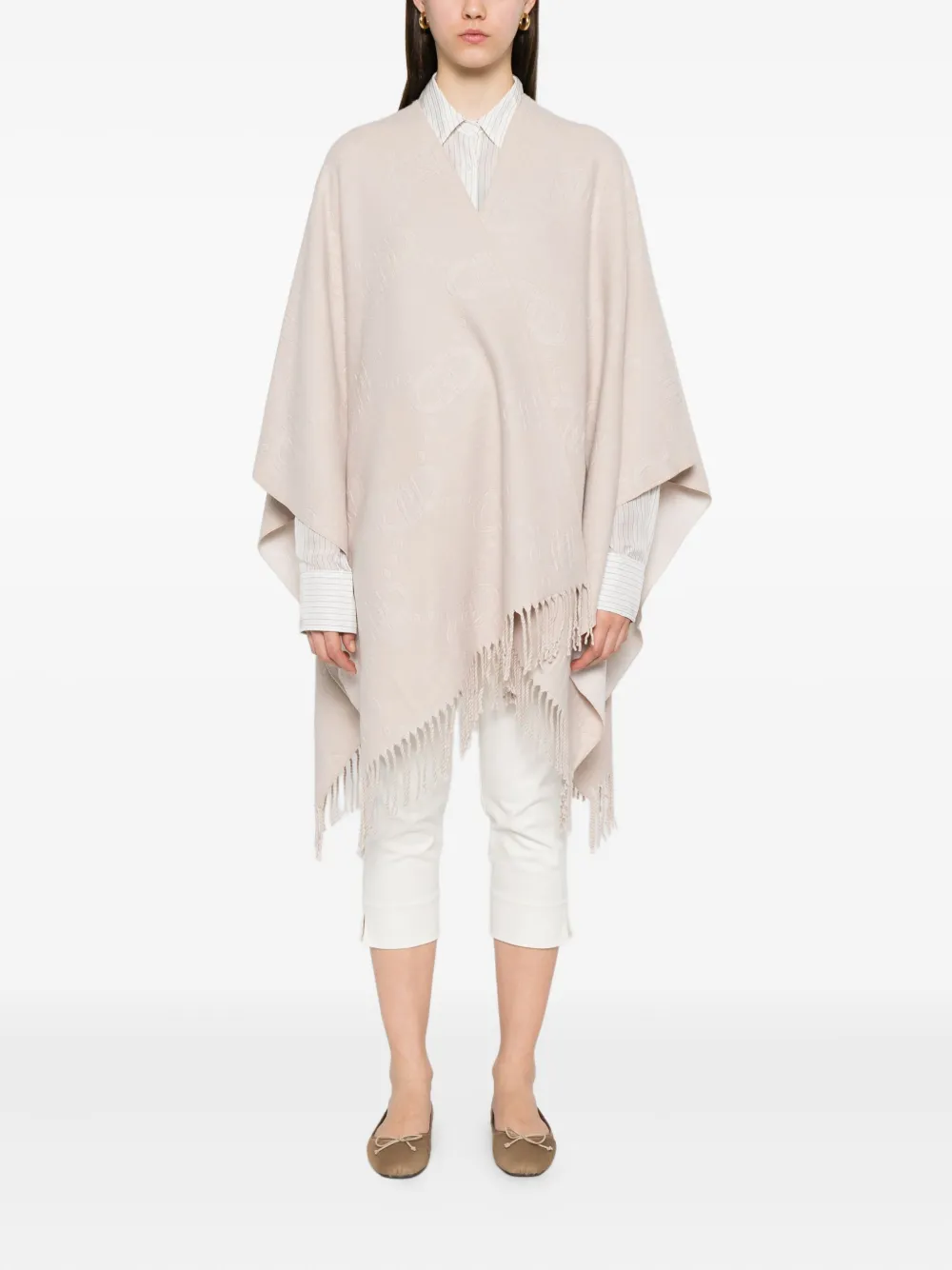 LIU JO logo-patch fringed poncho | Capes | Image 2