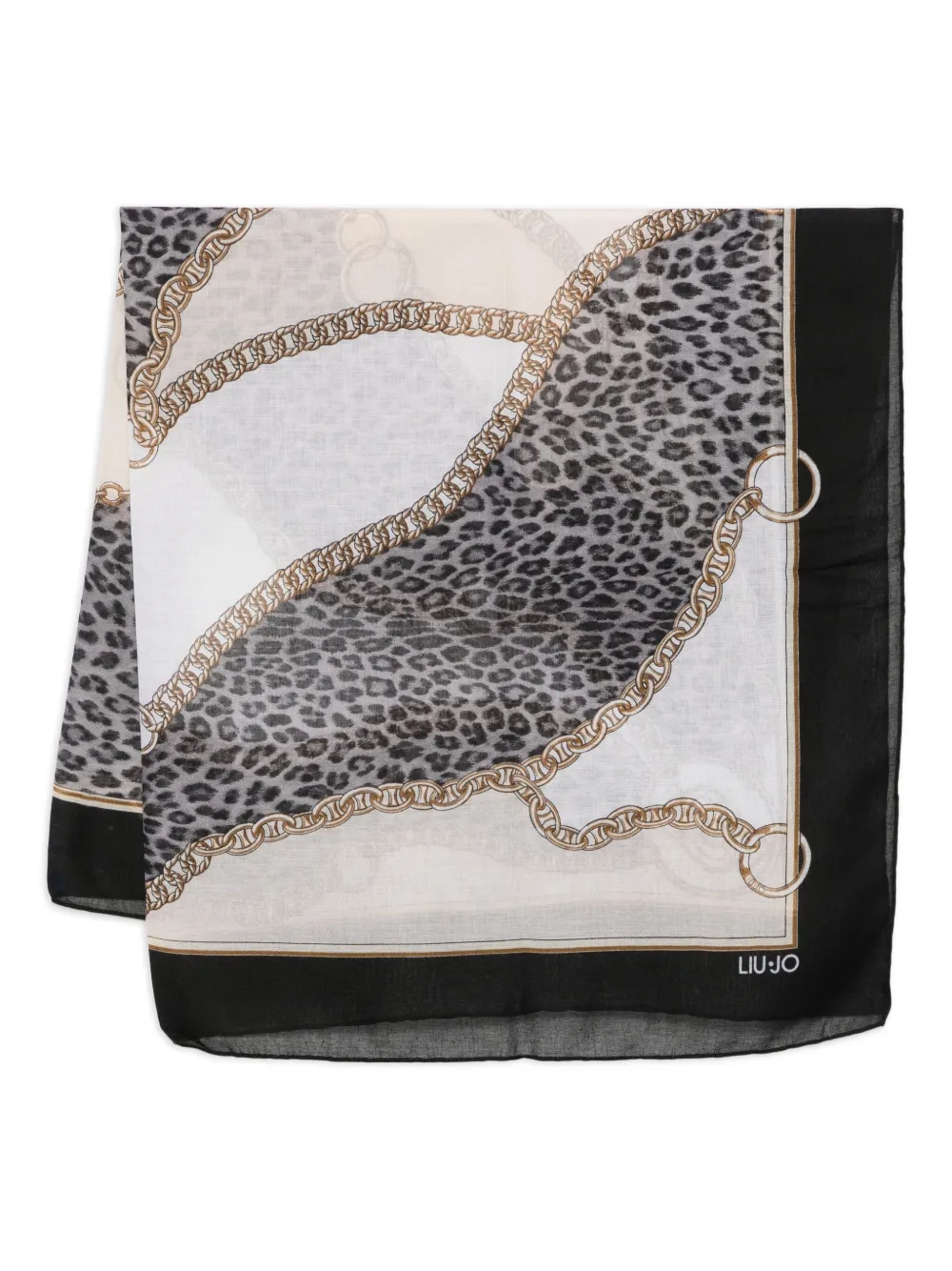 chain-print leopard scarf
