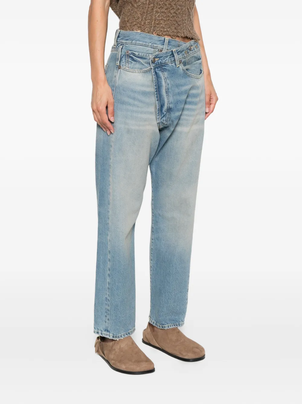 R13 Jeans met gekruiste tailleband Blauw