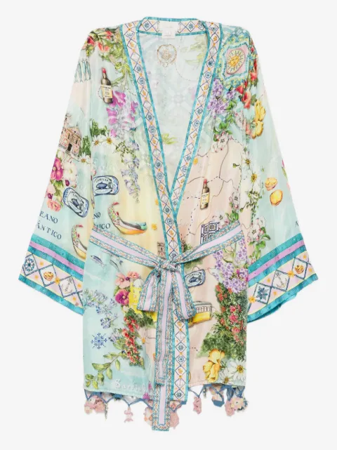 Camilla floral-print wrap cape 