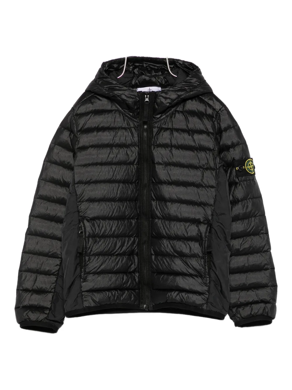 Stone Island Junior hooded quilted jacket Zwart