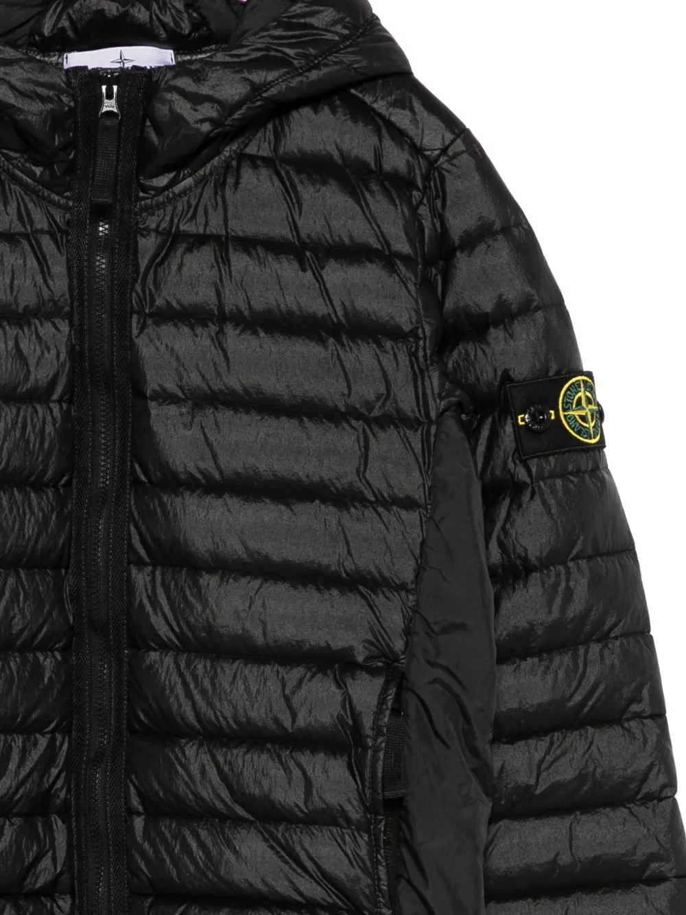 Stone Island Junior hooded quilted jacket Zwart