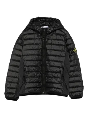 Stone  junior ダウンジャケット Stone Island Junior Kids Black Garment Dyed Crinkle Reps R