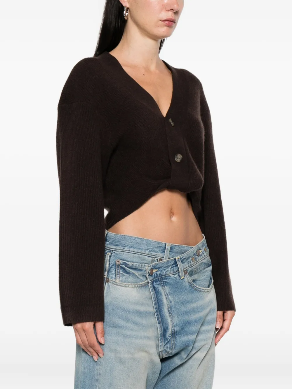 R13 Button-front Cropped Cardigan