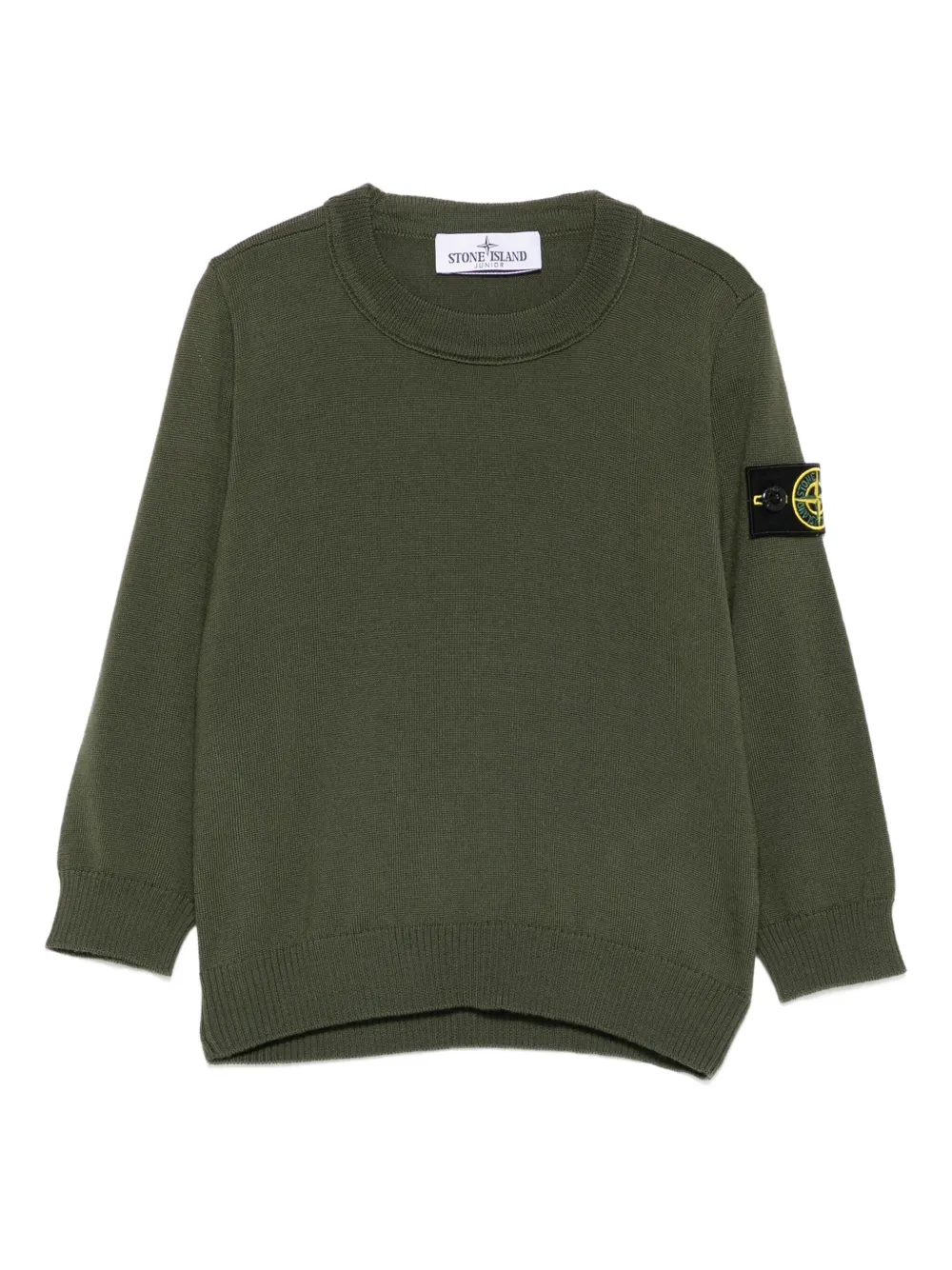 Stone Island Junior logo-patch wool sweater Groen