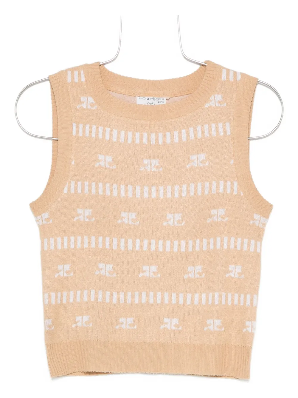 Courrèges Pre-Owned 1970s logo-detail wool sleeveless top | Neutrals | Image 1
