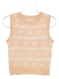Courrèges Pre-Owned 1970s logo-detail wool sleeveless top - Neutrals
