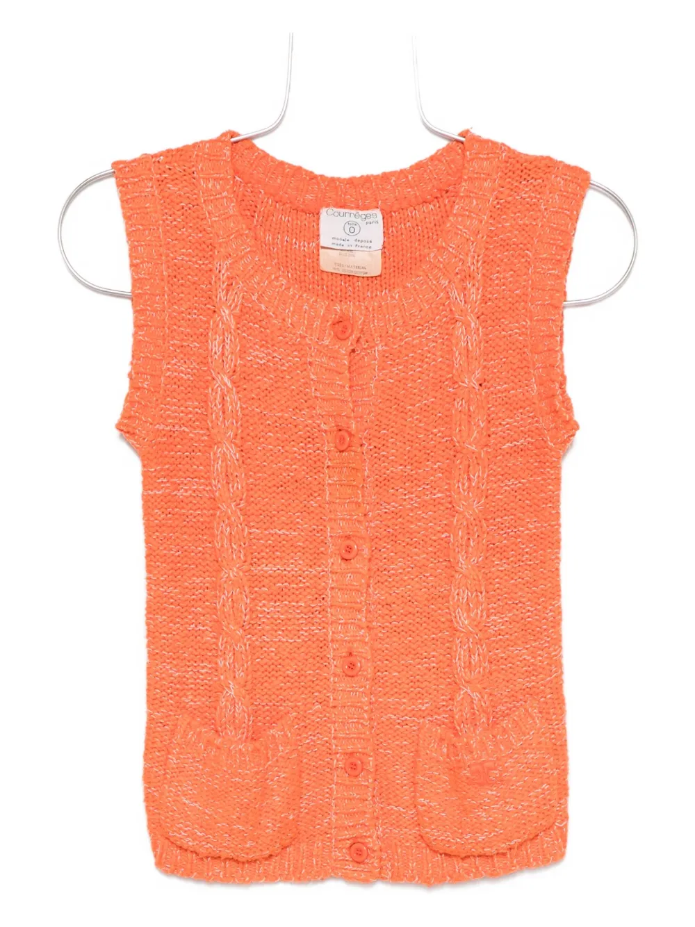 Courrèges Pre-Owned 1970s cable-knit sleeveless top | Orange | Image 1