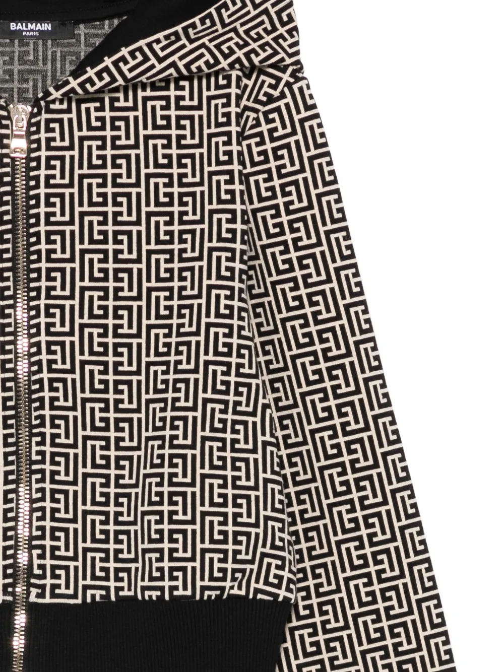 Balmain Kids Hoodie met monogram-print Beige