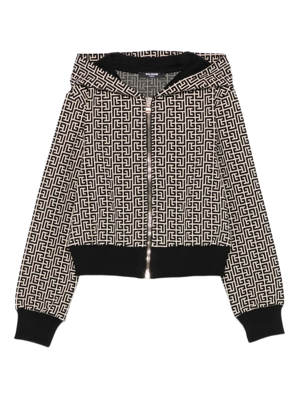 Balmain Kids Hoodie met monogram-print Beige