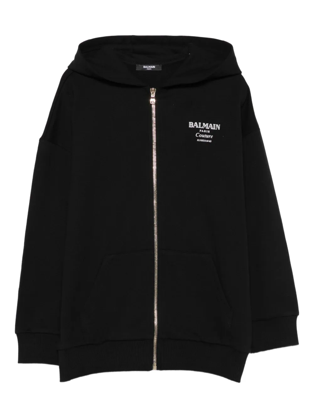 Balmain Kids Hoodie met logoprint en rits Zwart