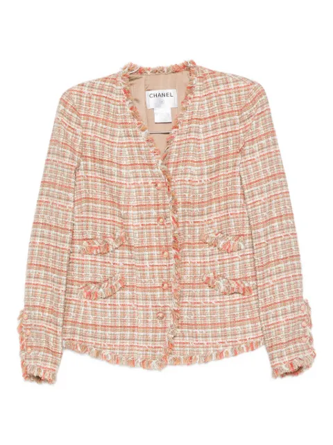 CHANEL Pre-Owned 2004 tweed fringed jacket