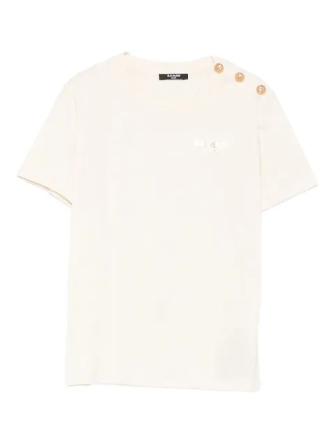 Balmain Kids button-embellished cotton T-shirt