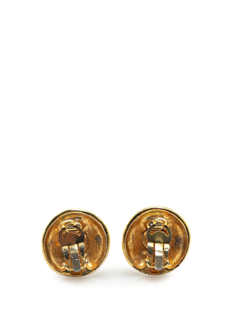 CHANEL Pre-Owned 1970-1980 Gold Plated Logo Clip On Earrings costume earrings | Image 2