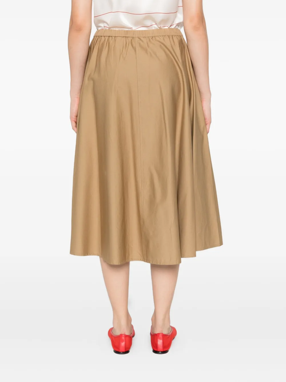 Vince elastic-waistline pocket midi skirt Beige