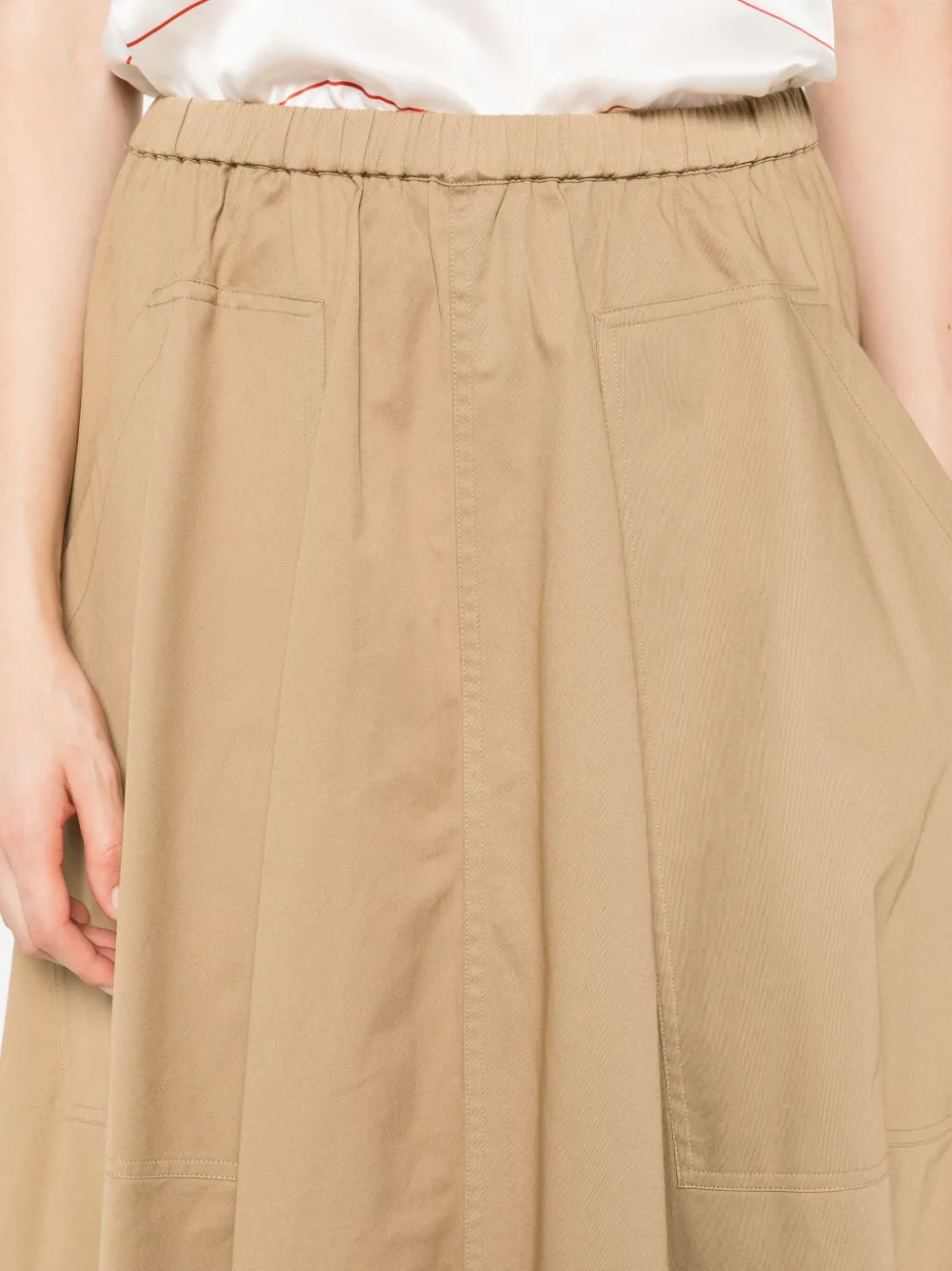 Vince elastic-waistline pocket midi skirt Beige