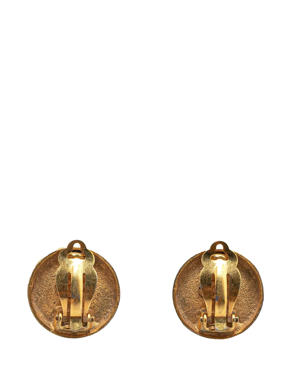Pre-owned Chanel 1994 Gold Tone Cc Button Clip On Earrings Costume Earrings