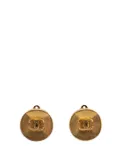 CHANEL Pre-Owned 1994 Gold Tone CC Button Clip On Earrings costume earrings
