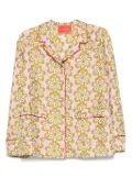 La DoubleJ floral-print piped-trim shirt - Pink