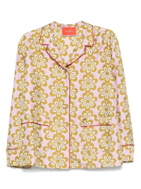 La DoubleJ floral-print piped-trim shirt