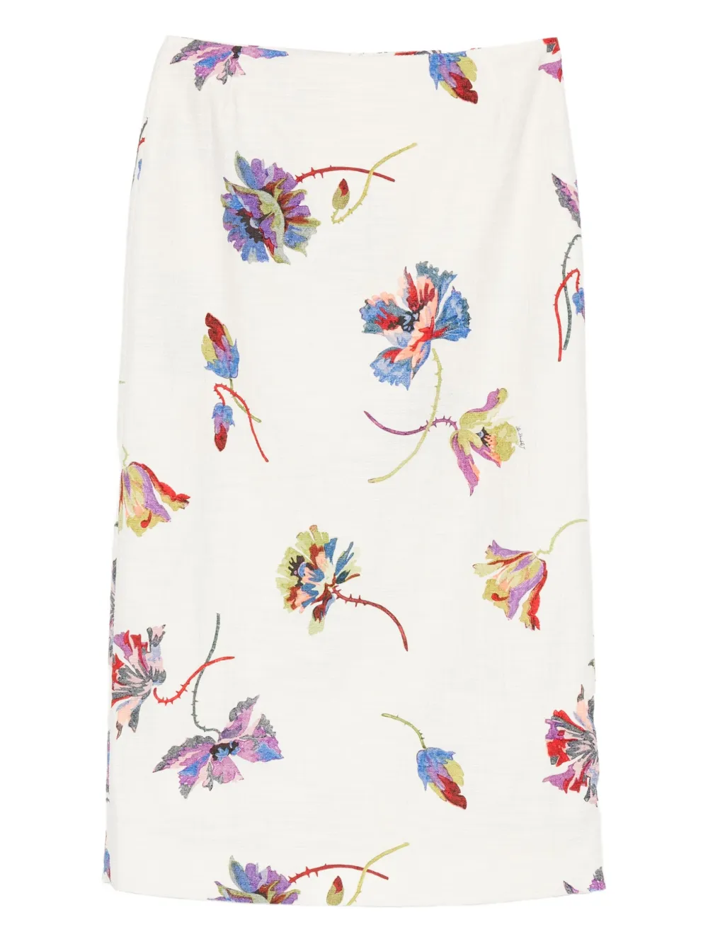 La DoubleJ floral-print straight skirt Wit