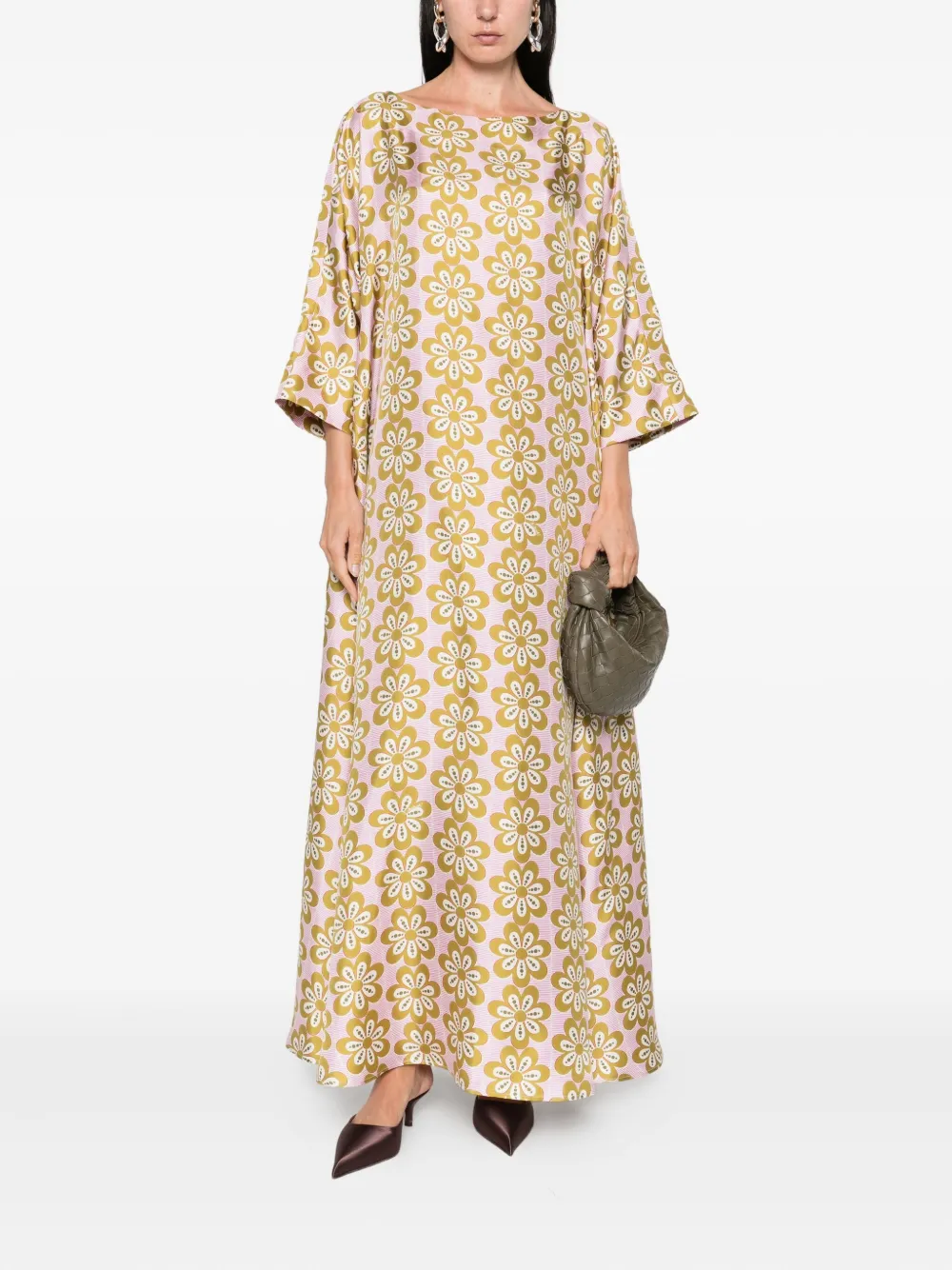 La DoubleJ floral-print silk dress Roze