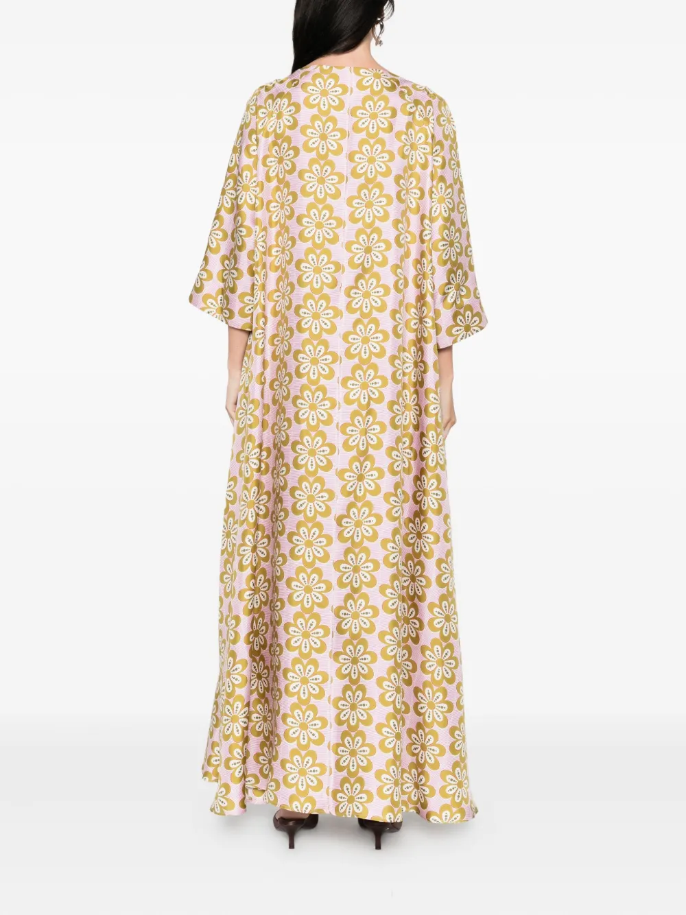 La DoubleJ floral-print silk dress Roze