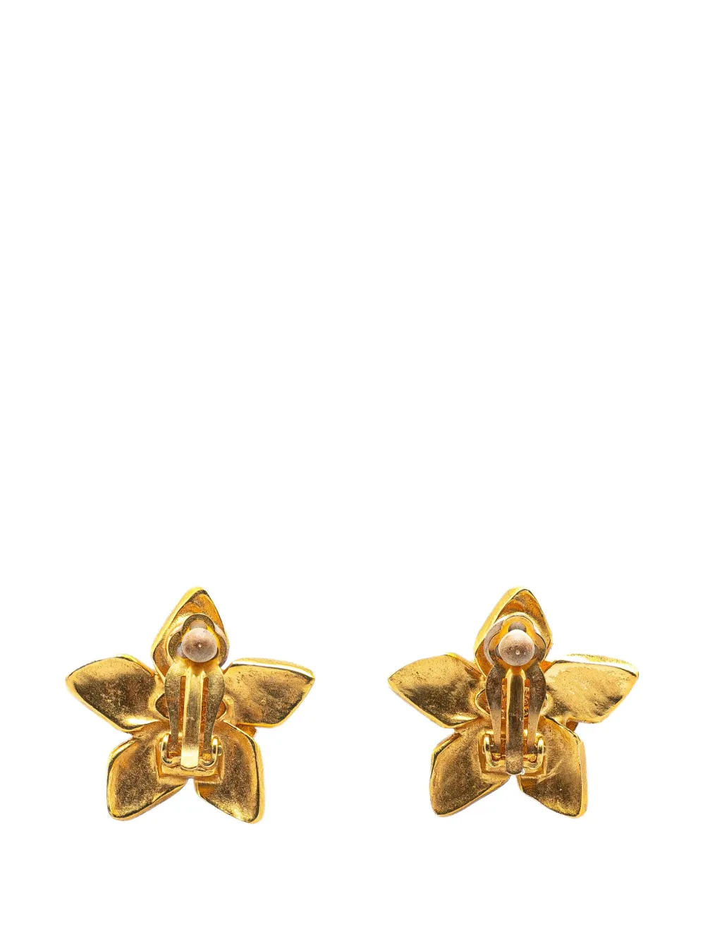 CHANEL Pre-Owned 1996 Gold Plated CC Flower Clip On Earrings costume earrings | Image 2