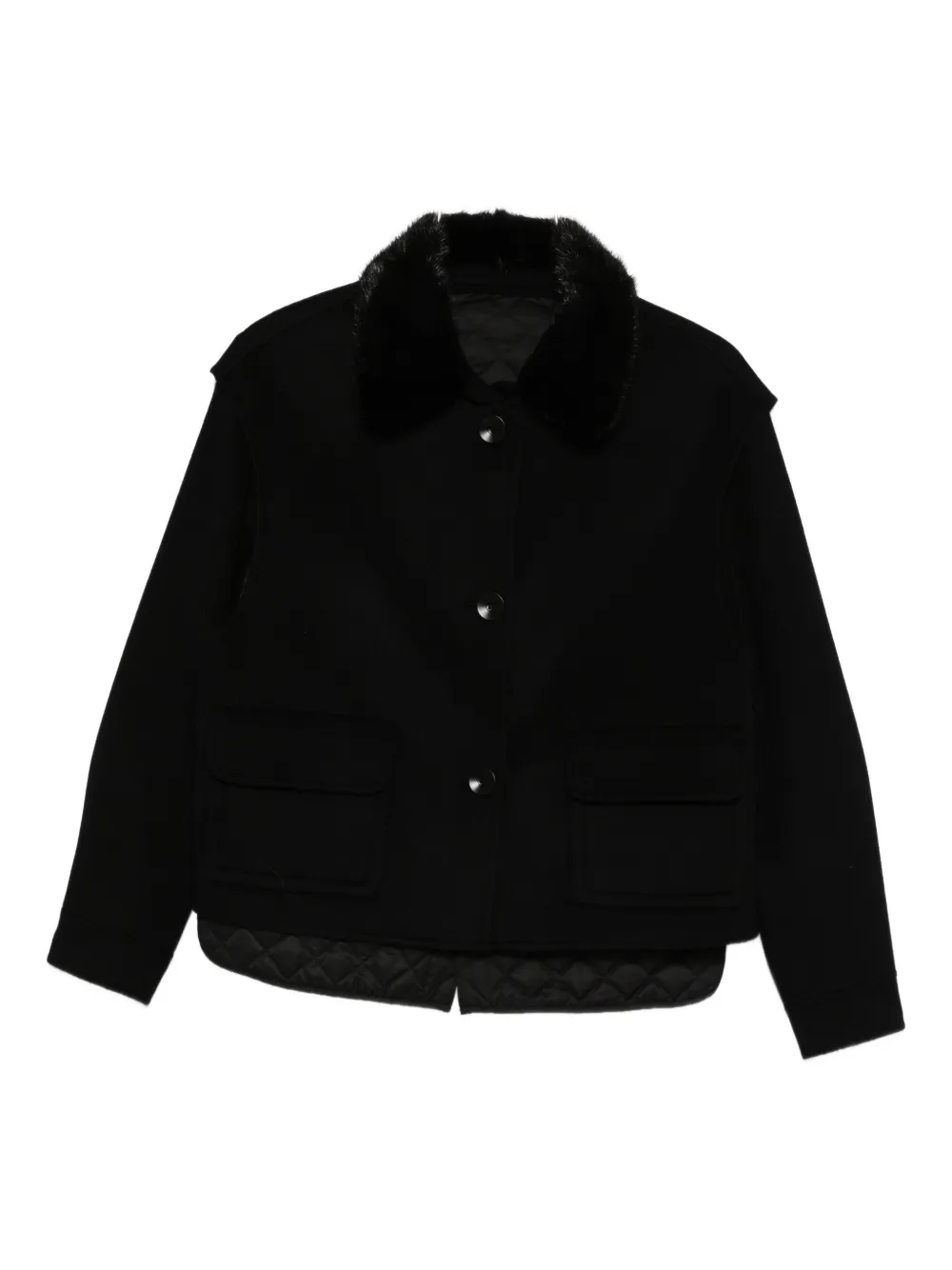 Liska Fur-collar Quilted-detail Jacket In Black